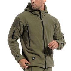 Men Military Winter Fleece Tactical Jacket Coat Hiking Outdoor Army Jackets Army Jacket Men, Combat Jacket, Mens Hiking, Mens Military Jacket, Printed Hoodies Sweatshirts, Tactical Jacket, Outer Jacket, Military Tactical, Mens Fashion Jeans