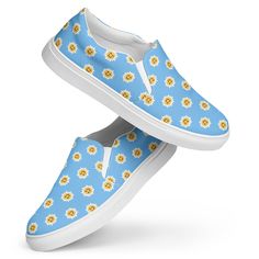 **PLEASE NOTE - for an extra-wide foot, it is recommended to order UP half a size. **PLEASE NOTE - it takes 14-21 days for these shoes to arrive, due to complexities of printing and fabric shortage. 👟 **Slip-On Canvas Shoes** - Elevate your style effortlessly!  🔸 **Customizable Designs Perfect for modest, bright, or grunge-inspired looks. 🔸 **Versatile Style Ideal for any activity or idea you have in mind. 🔸 **Comfortable Fit Removable soft insoles and rubber outsoles for easy adjustment. 🔸 Summer Slip-on Custom Sneakers With Rubber Sole, Summer Blue Slip-ons With Cushioned Footbed, Summer Embroidered Slip-on Sneakers, Casual Floral Print Slip-on Sneakers, Sunshine Beach, Multicolor Floral Print Slip-on Sneakers, Smiling Sun, Summer Sunshine, Mens Canvas Shoes