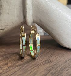 Gemstone Hoop Earrings, Tourmaline Earrings, Tourmaline Jewelry, Opal Earrings Stud, Opal Studs, Birthstone Gifts, Boho Gifts, Birthstone Earring, October Birthstone