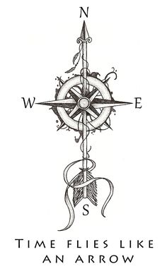 a compass tattoo design on the back of a shirt that says, w e s