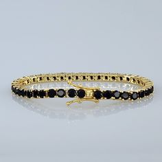 Brand New Women's Gold & Onyx Tennis Bracelet 7" - The Most Common Women's Size. Width 4mm 14k Gold Plated Sterling Silver Genuine 2ct Natural Black Onyx Gemstones Retail Price $450 Buy With Confidence From A Top Rated Seller With A 99%+ Rating! *Also Available In Silver / Black A2125 (Id-651) Elegant Black Diamond Round Bracelets, Elegant Bracelet With Black Diamonds, Classic Black Diamond Bracelet For Formal Occasions, Formal Tennis Bracelet With Black Diamonds, Elegant Black Diamond Round Bracelet, Classic Round Black Diamond Bracelet, Formal Bracelets With Black Diamonds, Elegant Black Tennis Bracelet For Anniversary, Elegant Black Bracelets For Anniversary