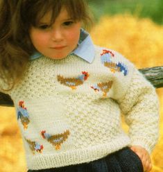 "Sweater Baby Children Knitting Pattern Chicken Bird Motif Picture Sweater Swiss Darning 22\" - 26\"  8 Ply DK PDF Instant download" Swiss Darning, Picture Sweater, Easter Sweaters, Chicken Sweater, Chicken Hats, Chicken Bird, Animal Sweater, Crochet Chicken, Knit Baby Sweaters