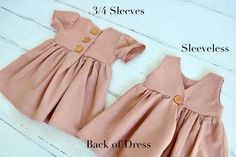 2-3 WEEK TURNAROUND TIME. This dusty rose, light pink cotton/linen handmade dress is the perfect addition to any little's wardrobe! Though great for all year cuteness! Perfect fall and winter with elbow length sleeves. Or summertime fun with the tank version. Dress is a elbow-sleeved or sleeveless, with a lined, slightly curved front bodice. Three wooden button closures in the back of the dress of the 3/4 sleeved version. Tank version has a V-back and 1 button. This fabric is a linen cotton blen Cute Short Sleeve Dress With Button Closure, Cotton Day Dress With Button Back, Cute Cotton Button-up Dress, Cotton Daywear Dress With Button Back, Cute Button-up Cotton Dresses, Cute Button-up Dress With Buttons, Cute Fitted Button-up Dress, Cute Fitted Dress With Button Closure, Pink Button-up Dress