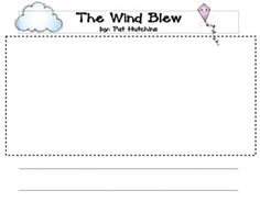 the wind blew worksheet with an image of clouds and kites on it