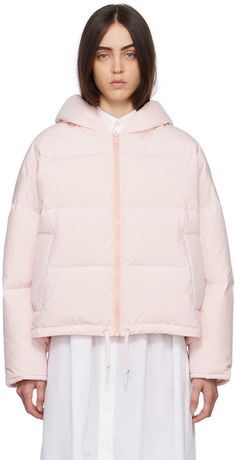 Quilted down-filled polyester satin jacket. · Zip closure · Welt pockets · Drawstring at hem · Full satin lining Supplier color: Rosewater Fill: 90% duck down, 10% duck feathers. Yves Salomon, Pink Quilts, Satin Jacket, Satin Jackets, Polyester Satin, Duck Down, Accessories For Women, Luxury Streetwear, Welt Pocket