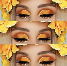 Thanksgiving Makeup, Makeup At Home, Yellow Makeup, Contour Makeup Tutorial, Walking On Sunshine, Rave Makeup, Makeup Challenges