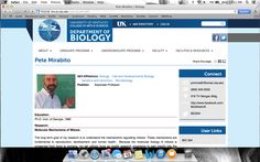 a computer screen shot of the department of biology homepage, with an image of pete mirabato