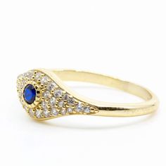 Luck never looked so good. This Evil Eye ring is a symbol of luck and protection, and needs to be featured in your daily ring stack! 14k gold plated sterling silver Clear crystals with a sapphire center stone Evil Eye Ring Silver, Symbol Of Luck, Evil Eye Ring, Ring Stack, Eye Ring, Stacking Rings, Gold Plated Sterling Silver, Clear Crystal, Evil Eye