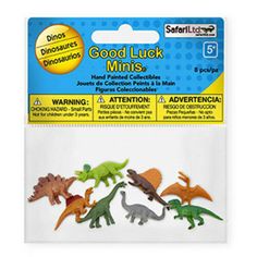 good luck minis dinosaurs in assorted colors and sizes, 5 count each pack