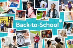 the back - to - school poster is full of photos