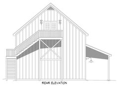 a drawing of the rear elevation of a barn