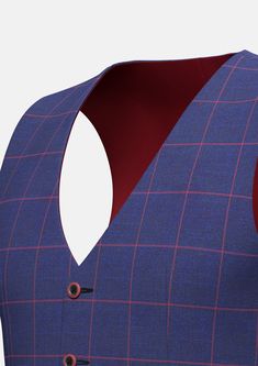 Delivered in as little as two weeks. Covered by our Free Remake Guarantee. Don’t forget Shirts, Pants, Ties & Squares. Fitted Plaid Sleeveless Vest, Fitted Sleeveless Plaid Vest, Body Scanning, Body Proportions, Blue Vests, Natural Curves, Indigo Blue, Vibrant Red, Step Up