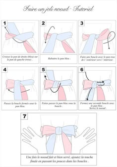 instructions for how to tie a bow on the back of a dress, in french