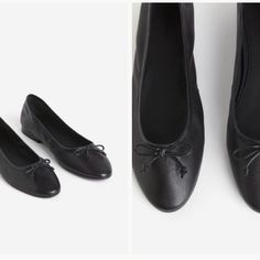 *Currently Sold Out On H&M* Soft Leather Ballet Flats With A Decorative Bow. Classic Look That Can Pair With Any Outfit (Jeans, Skirts, Dress Pants) Whether Casual Or Dressy Black Ballet Flats For Office Wear In Fall, Everyday Black Leather Ballet Flats, Black Slip-on Ballet Flats For Fall, Black Ballet Flats With Flat Heel For Fall, Black Leather Ballet Flats For Spring, Spring Black Leather Ballet Flats, Black Ballet Flats With Flat Heel, Black Ballet Flats For Spring Office Wear, Casual Ballet Flats For Workwear In Fall