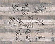 an image of some drawings on wood planks