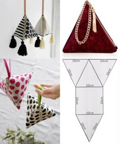 three different types of origami hanging decorations