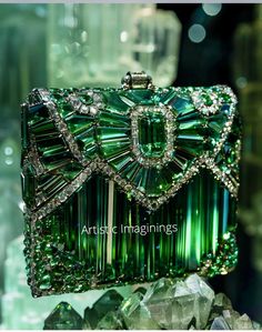 Luxury Glamorous Hand Embellished Bags, Rare Luxury Bags, Luxury Green Evening Bag, Luxury Glamorous Hand-embellished Bags, High-end Green Evening Bag, Crystal Rocks, Pretty Perfume Bottles, Luxury Bags Collection, Crystal Bags