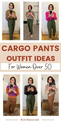 This post is all about women over 50 wearing cargo pants. Learn how and when to partake in this fun fall trend, what and when should you wear with, what type of shirt goes with cargo pants, and cargo pants outfit ideas and inspirations. Dress Up Cargo Pants Outfit, Trendy Cargo Pants Outfit, Wide Leg Cargo Pants Outfit, Pants Outfit Ideas For Women, Cargo Pants Outfit Winter, What To Wear With Cargo Pants, Cargo Pant Outfits, Pants Outfits For Women, Cargo Pants Outfit Ideas