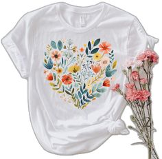 Gift For Bestie, Botanical Shirt, Floral Heart, Heart Shirt, Flower Shirt, Plant Lady, Flower Heart, Gift For Mom, San Jose