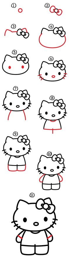 how to draw hello kitty step by step