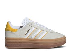 Wmns Gazelle Bold 'Ivory Bold Gold' - Adidas - IH9929 - ivory/cloud white/bold gold | Flight Club Yellow Adidas Gazelle, Off White Dunk, Kobe Lebron, Jordan 4’s, Gazelle Bold, Yellow Adidas, Jordan Yeezy, Gold Adidas, Air Jordan 9