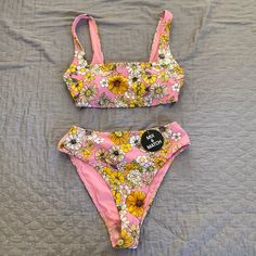 Includes Both Top And Bottom! Size Small, New And Never Worn! Forever 21 Swimwear For Spring, Trendy Pink Swimwear For Spring, Floral Bathing Suit, Floral Bathing Suits, Orange Swimsuit, Black Bathing Suits, Suit Swimsuit, Bathing Suit Bottoms, Womens Bathing Suits