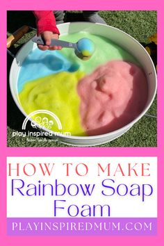 Hands in rainbow soap foam in white tray Play And Exploration Activities, Rainbow Soap Foam, Water Play Activities For Babies, Jelly Sensory Bin, Water Tray Activities Preschool, Rainbow Sensory Table, Tactile Play Activities, Tuff Tray Activities For Preschool, Easy Water Play For Toddlers