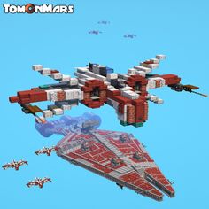 an image of a lego star wars ship in the middle of some other ships and planes