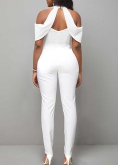 ROTITA Cold Shoulder Short Sleeve White Jumpsuit #firerescue #home #decor mother art, mother baby, mother film White Jumpsuit Formal, Ministry Apparel, Mother Movie, All White Party Outfits, Diva Dress, Short Sleeve Jumpsuit, A Line Maxi Dress, Mother Art, Fashion To Figure