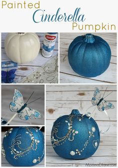 painted cinderella pumpkins with butterflies on them