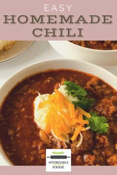 a bowl of homemade chili with cheese on top