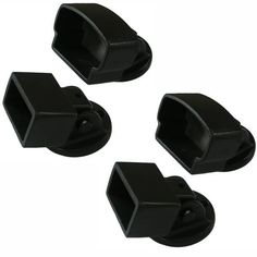 four pieces of black plastic on a white background