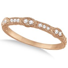 a rose gold wedding band with diamonds