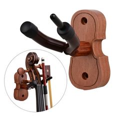 the violin holder is made out of wood