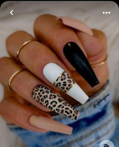 Ballerina Nails Shape, Ballerina Nails Designs, Tropical Nails, Leopard Print Nails, Ombre Acrylic Nails, Leopard Nails, Coffin Shape Nails, Shellac Nails