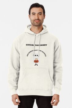 Give me the candy and nobody has to be haunted cute pooky season Halloween ghost hoodie. Ghost Hoodie, Japanese Kanji, Halloween Ghost, Streetwear Fashion, Pullover Hoodie