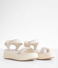 Dolce Vita Debra Flatform Sandal - Cream US 6-1/2, Women's Ivorysuede Pieced suede and crochet hook and latch strap sandal Cushioned footbed 2 heel with a 1 1/2 platform. Due to the nature of leather/suede, small variances of color in the skin may occur, this is in no way considered a defect. These are inherent characteristics of leather/suede and will enhance the individual look of your garment.. Upper: Leather. Balance man made materials. Apparel & Accessories > Shoes Adjustable Cream Platform Sandals, Cream Leather Sandals With Woven Sole, Beige Suede Sandals With Woven Sole, Beige Suede Ankle Strap Sandals, Beige Sandals With Woven Sole And Ankle Strap, Beige Suede Platform Sandals, Cream Closed Toe Sandals With Textured Sole, Cream Open Toe Sandals With Textured Sole, Sandal For Women