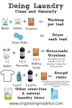 an info sheet describing how to use laundry detergents and other household cleaning products