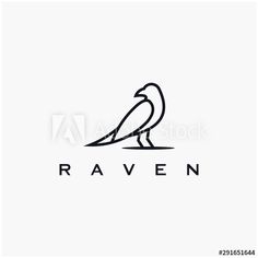 raven bird logo design on white background