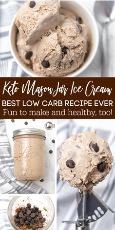 the best low carb ice cream recipe is in this collage, and it's so easy to make