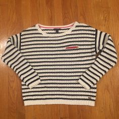 Nwot Tommy Hilfiger Blue And White Striped Sweater With Red Accent Pocket. Size Medium Casual Tommy Hilfiger Sweater For Spring, Casual White Tommy Hilfiger Sweater, Tommy Hilfiger White Casual Sweater, Tommy Hilfiger Monogram Sweater, Casual Blue Tommy Hilfiger Sweater, White Tommy Hilfiger Cotton Sweater, Tommy Hilfiger Letter Print Crew Neck T-shirt, Tommy Hilfiger Cotton Crew Neck Sweater, Tommy Hilfiger Crew Neck T-shirt With Logo