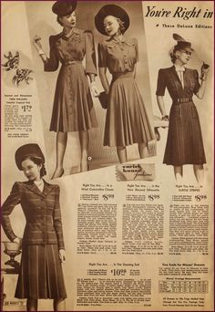 Fashion Magazine Typography, Wwii Fashion, 1940s Woman, Fashion 1940s, Make Do And Mend, Winter Ideas, Fashion Photography Inspiration, 1940s Dresses, Vintage Winter