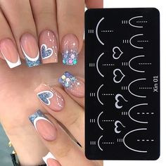 French Love Valentines Day Nail Stamping Plates Sweet Hollow Heart Strip Line Pattern Stencils Printing Stainless Template Tools Stamping Nail Polish, French Love, Image Nails, Love Valentines Day, Love Heart Images, Valentines Patterns, Lace Nails, Stencil Printing