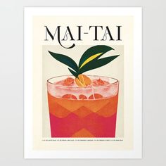 an advertisement for the mai - tai cocktail with oranges and garnishes