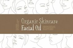 organic skincare facial oil is shown in front of a line of women's faces