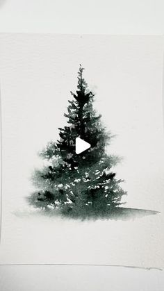 a black and white photo of a christmas tree with an arrow in the center, on a piece of paper