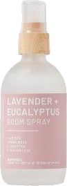 a bottle of lavender eucalyptusus body spray on a white background