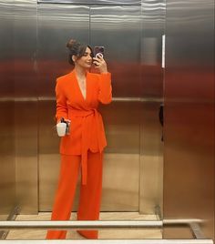 Orange Suit Women, Zara Suits Women, Orange Blazer Outfits, Formal Winter Outfits, Suit Clothing, Look Office, Blazer Outfits For Women, Business Attire Women, Office Casual Outfit