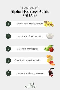 Did you know that alpha hydroxy acids essentially are fruit acids?  Why AHA? These wonderful fruit acids are one of the most effective ways of brightening the skin.  Brightens pigmentation due to blemishes or sun spots Retexturizes skin to smooth uneven texture and even fine lines, wrinkles and skin tone Moisturizes an Acids For Skin, Natural Skincare, Under Construction, Did You Know, Fruit, Skin, Nature