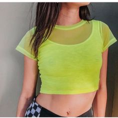 Omg These Are So Cute!!! Sheer Is Back In In 2023! Pair With An Oversized Blazer For Added Trendiness. Stay Cool In The Heat & Be The Envy With This Hot Top. Mesh Neon Yellow Size Small Short Sleeved Tee From Emma & Scott. Wear As A Top Or Throw It On Over Your Bikini Top For A Cute Poolside Look! Price Firm Unless Bundled. See Sale Listings For Details! Summer Stretch Mesh Top With Crew Neck, Trendy Summer Mesh Top With Crew Neck, Stretch Mesh Top Crew Neck For Summer, Casual Mesh Short Sleeve Crop Top, Trendy Short Sleeve Mesh Top, Trendy Mesh Short Sleeve Tops, Green Mesh Casual Top, Fitted Green Mesh Top, Trendy Lime Green Summer Tops